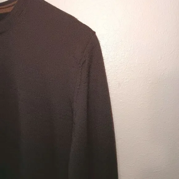 Banana Republic Mens Merino Wool Sweater Crewneck Dark Brown Size L - Picture 5 of 14